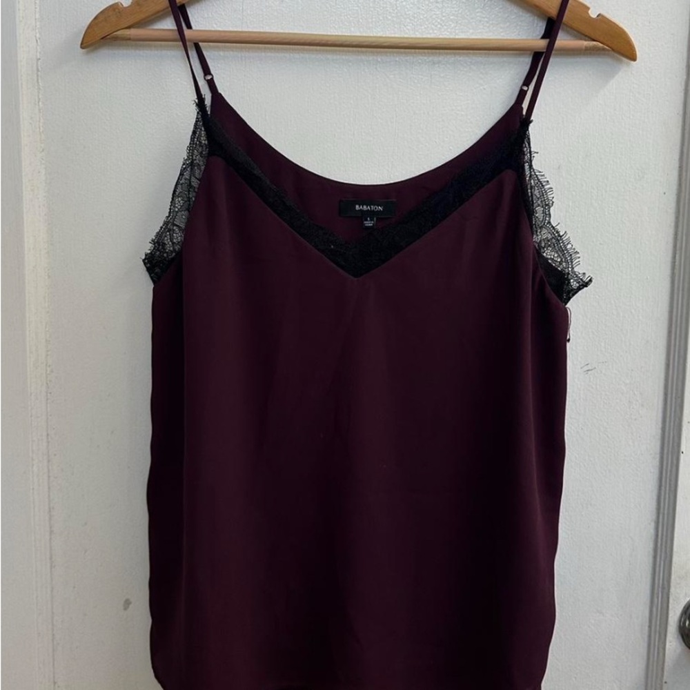 Babaton Burgundy Tank Top with Black Lace